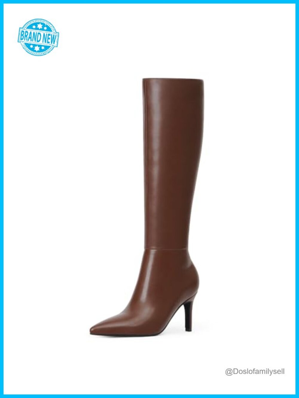 Knee High Boots Pointed Toe Stiletto Heel Faux Leather Tall